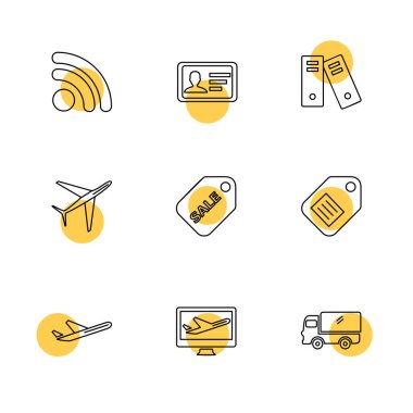 Beyaz arka plan üzerinde farklı minimalist düz vektör app simgeleri