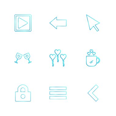 Beyaz arka plan üzerinde farklı minimalist düz vektör app simgeleri