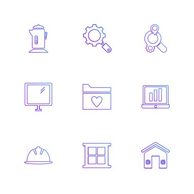 Bilgisayarlar, dijital cihazlar ve becerikli alet düğme düz stil ikonları ayarla