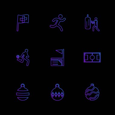 çok basit bir set düz app simgelerin vektör çizim siyah arka plan üzerine 