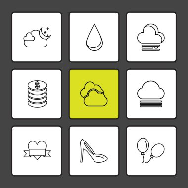 farklı minimalist düz vektör app simgeler siyah arka plan üzerine