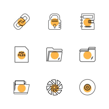 Düz tarzında bilgisayar dosya adı uzantısı Icons set