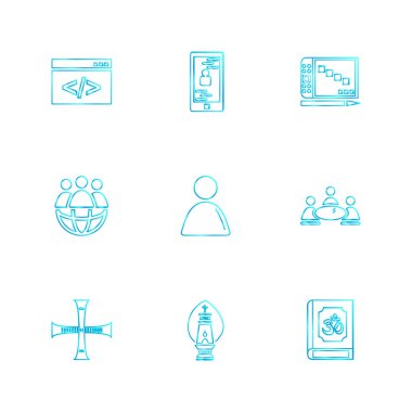 Bilgisayarlar, dijital cihazlar ve becerikli alet düğme düz stil ikonları ayarla