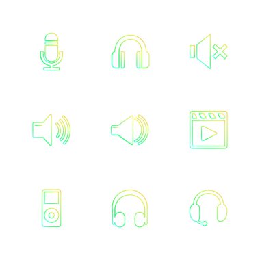 Beyaz arka plan üzerinde renkli farklı minimalist düz vektör app simgeleri