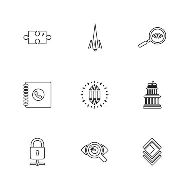 çeşitli semboller ile minimalist vektör simge kümesi