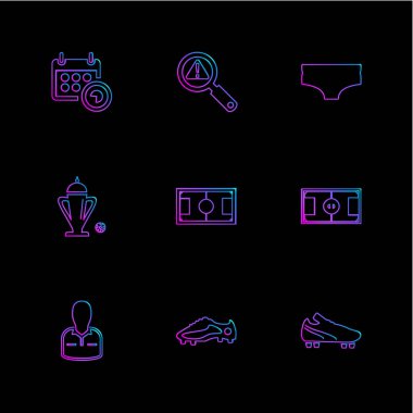 siyah arka plan üzerinde renkli farklı minimalist düz vektör app simgeleri