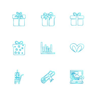 Beyaz arka plan üzerinde farklı minimalist düz vektör app simgeleri