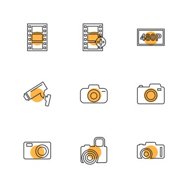 çeşitli semboller ile minimalist vektör simge kümesi