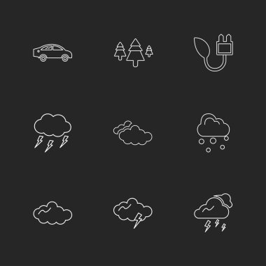 farklı minimalist düz vektör app simgeler siyah arka plan üzerine