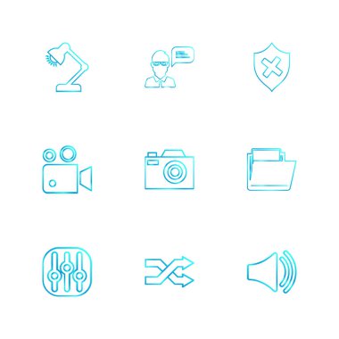 çeşitli semboller ile minimalist vektör simge kümesi