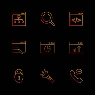 Bilgisayarlar, dijital cihazlar ve becerikli alet düğme düz stil ikonları ayarla