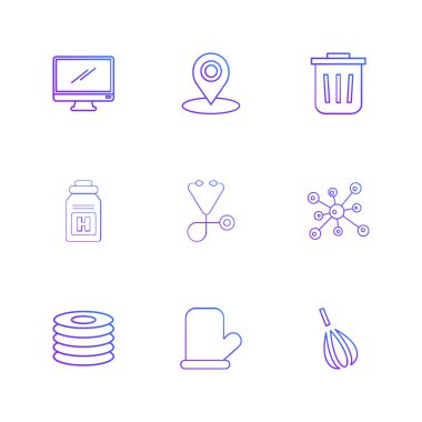 düz vektör çizim, çeşitli dizi vektör app simgeleri         