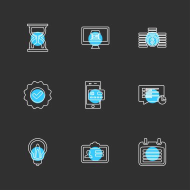 çeşitli düz siyah arka plan üzerine app simgeler vektör