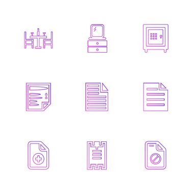 Beyaz arka plan üzerinde farklı minimalist düz vektör app simgeleri