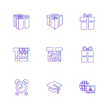 Beyaz arka plan üzerinde farklı minimalist düz vektör app simgeleri