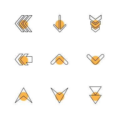oklar yön işaretçiler yaratıcı simgeler ayarla, düz özel koleksiyon vektör