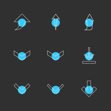 oklar yön işaretçiler yaratıcı simgeler ayarla, düz özel koleksiyon vektör