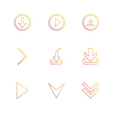 Beyaz arka plan üzerinde farklı minimalist düz vektör app simgeleri