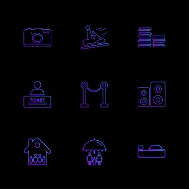 siyah arka plan, grafik düz vektör app simgeleri 