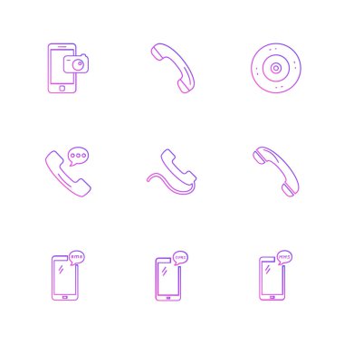 Beyaz arka plan üzerinde farklı minimalist düz vektör app simgeleri