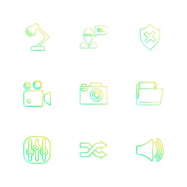 Beyaz arka plan üzerinde farklı minimalist düz vektör app simgeleri