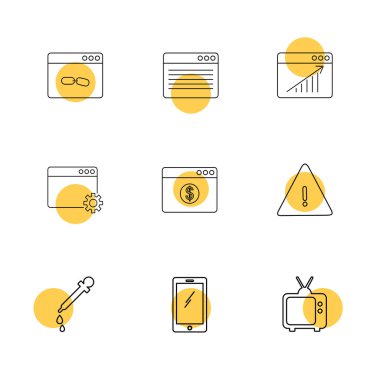 Bilgisayarlar, dijital cihazlar ve becerikli alet düğme düz stil ikonları ayarla