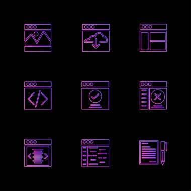 Bilgisayarlar, dijital cihazlar ve becerikli alet düğme düz stil ikonları ayarla