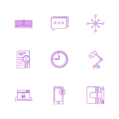 Bilgisayarlar, dijital cihazlar ve becerikli alet düğme düz stil ikonları ayarla