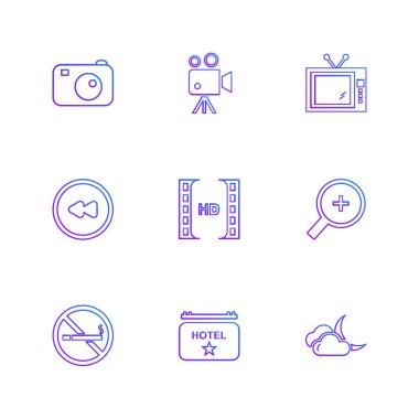 Beyaz arka plan üzerinde renkli farklı minimalist düz vektör app simgeleri