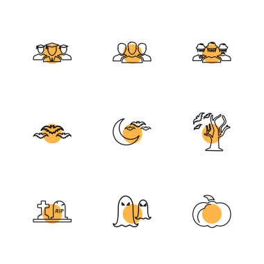 çeşitli semboller ile minimalist vektör simge kümesi