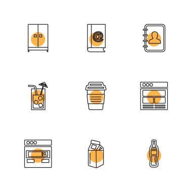 Beyaz arka plan üzerinde farklı minimalist düz vektör app simgeleri