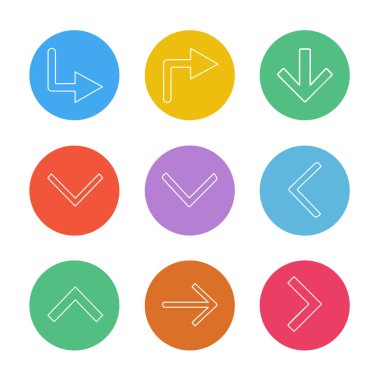 oklar yön işaretçiler yaratıcı simgeler ayarla, düz özel koleksiyon vektör