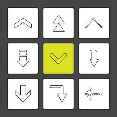 oklar yön işaretçiler yaratıcı simgeler ayarla, düz özel koleksiyon vektör