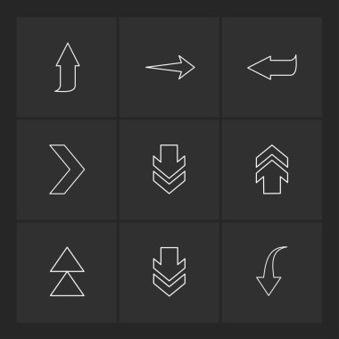 oklar yön işaretçiler yaratıcı simgeler ayarla, düz özel koleksiyon vektör