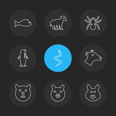 farklı minimalist düz vektör app simgeler siyah arka plan üzerine çevrelerinde