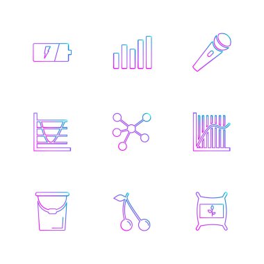 Beyaz arka plan üzerinde renkli farklı minimalist düz vektör app simgeleri