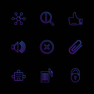 farklı minimalist düz vektör app simgeler siyah arka plan üzerine