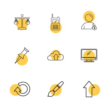 Beyaz arka plan üzerinde farklı minimalist düz vektör app simgeleri