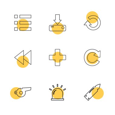 çeşitli semboller ile minimalist vektör simge kümesi