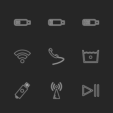 Bilgisayarlar, dijital cihazlar ve becerikli alet düğme düz stil ikonları ayarla