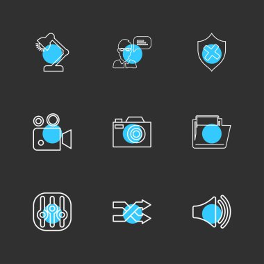 çeşitli semboller ile minimalist vektör simge kümesi