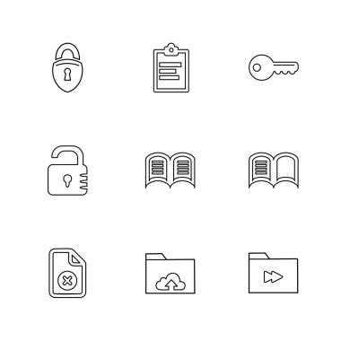 çeşitli semboller ile minimalist vektör simge kümesi