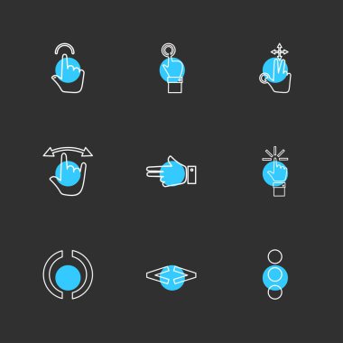 farklı minimalist düz vektör app simgeler siyah arka plan üzerinde renkli daireler ile