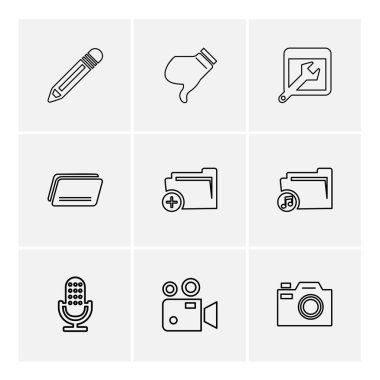 Beyaz arka plan üzerinde farklı minimalist düz vektör app simgeleri