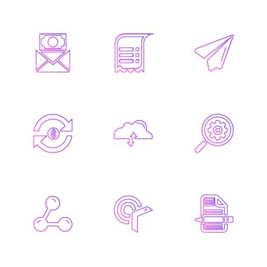 Beyaz arka plan üzerinde renkli farklı minimalist düz vektör app simgeleri