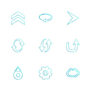 oklar yön işaretçiler yaratıcı simgeler ayarla, düz özel koleksiyon vektör