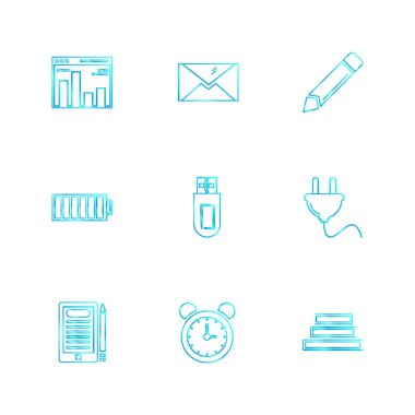 Bilgisayarlar, dijital cihazlar ve becerikli alet düğme düz stil ikonları ayarla