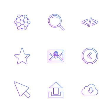 Beyaz arka plan üzerinde farklı minimalist düz vektör app simgeleri