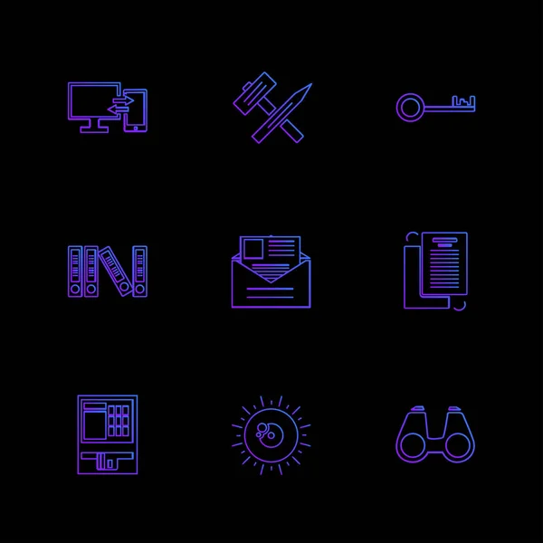 Conjunto Iconos Vectoriales Minimalistas Con Varios Símbolos — Vector de stock