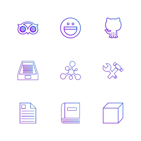 Set Van Minimalistische Vector Iconen Met Verschillende Symbolen — Stockvector